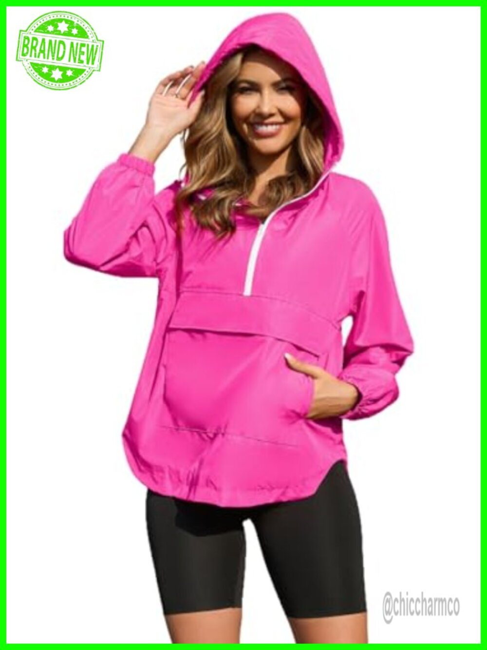 Packable Waterproof Raincoat Windproof Hooded Rain Jacket